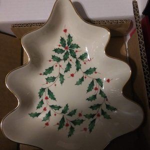 Lenox Holiday Gatherings Holiday Tree Candy Dish
